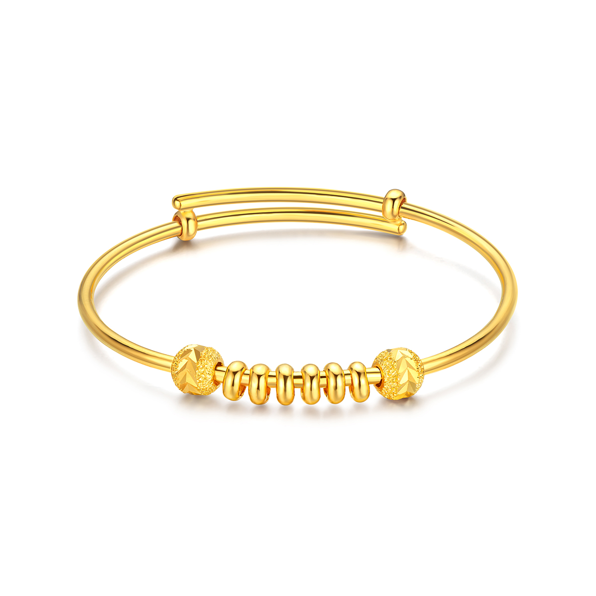 六福珠宝如意算盘黄金手镯宝宝儿童款推拉手镯子计价L04TBGB0013