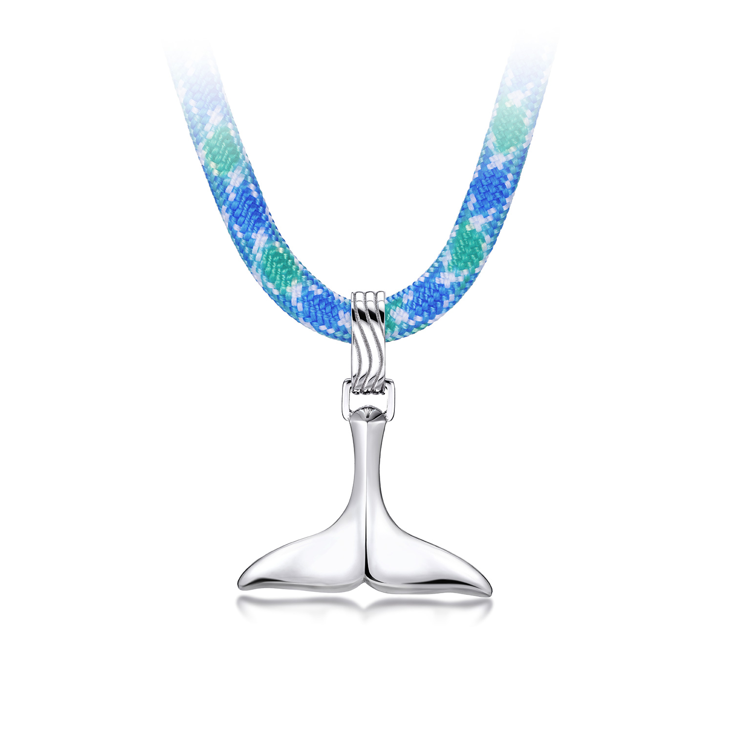 六福珠宝海洋鲸鱼尾铂金吊坠铂950男女款白金挂坠彩绳GJT0020DS