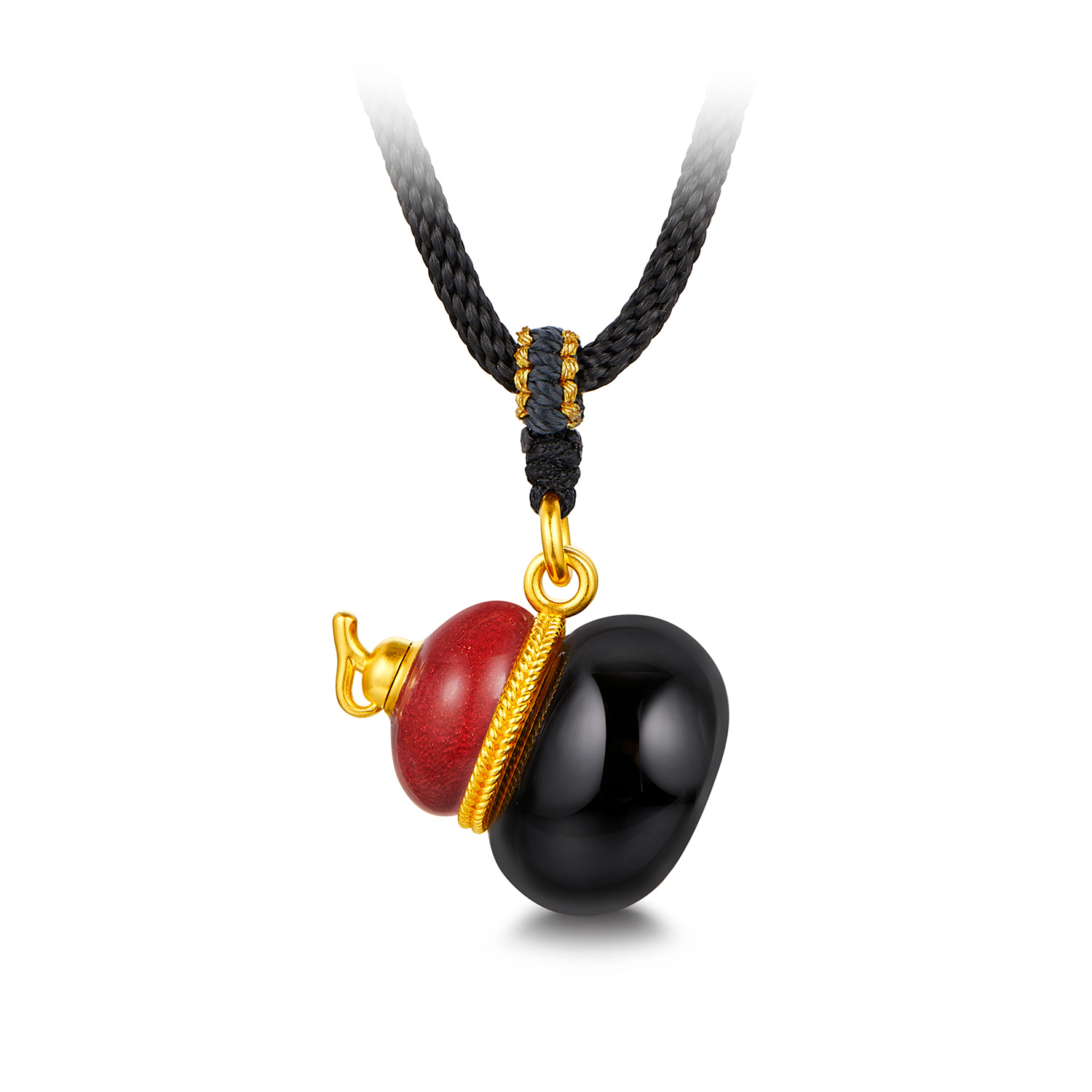 六福珠宝唐宫夜宴联名唐葫芦黄金吊坠女珐琅工艺挂坠计价033602PA