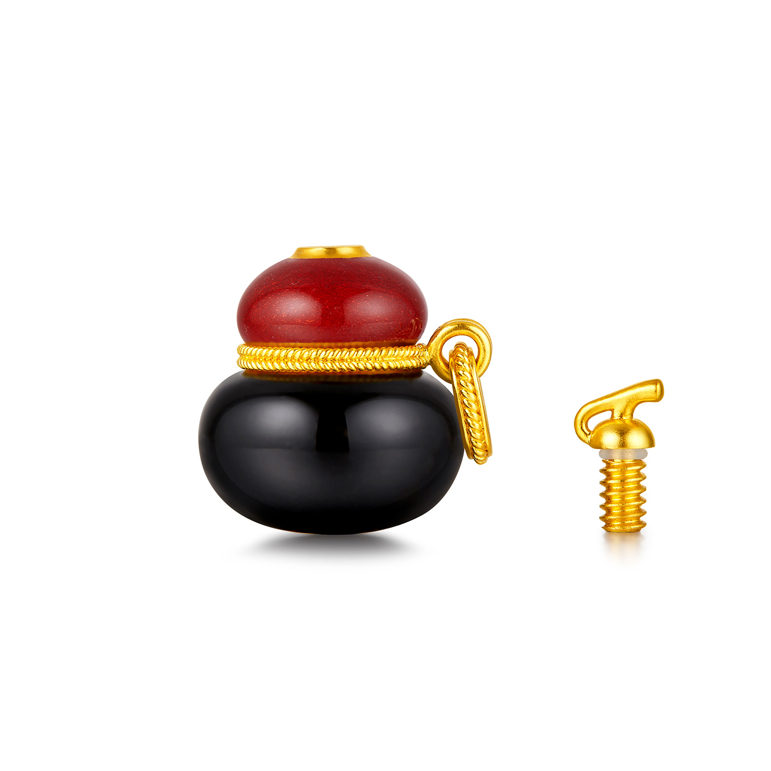 六福珠宝唐宫夜宴联名唐葫芦黄金吊坠女珐琅工艺挂坠计价033602PA