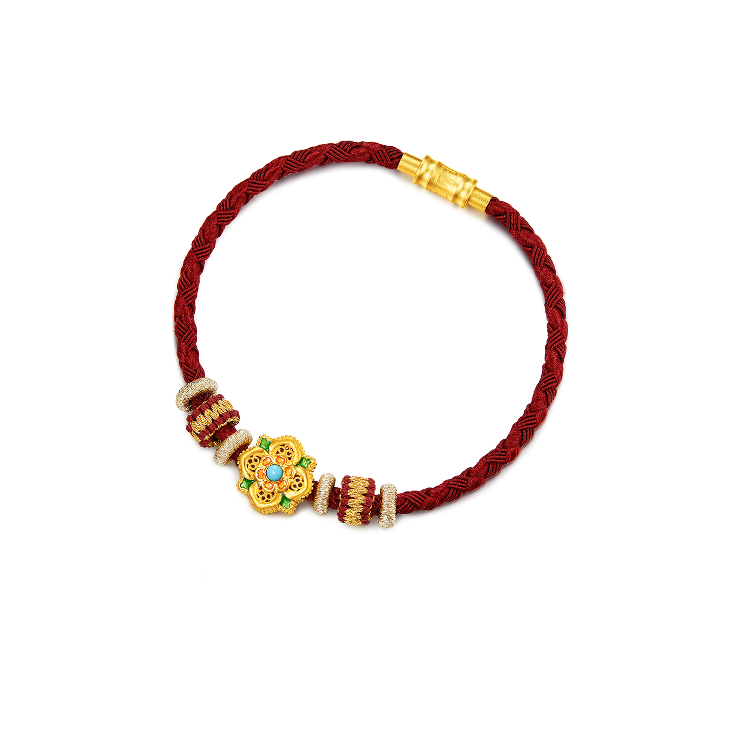 六福珠宝唐宫夜宴联名唐小珠黄金转运珠手链钻石DIY配件032419PA【1V1直播看货】