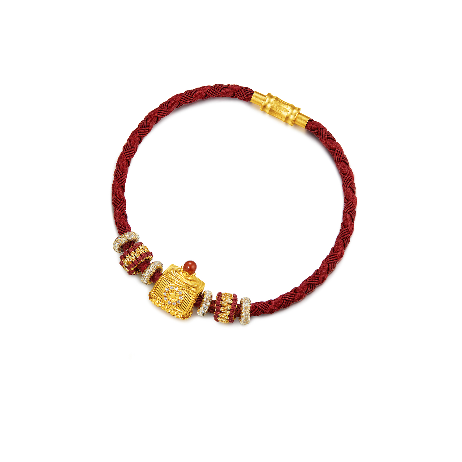 六福珠宝唐宫夜宴联名唐小珠黄金转运珠手链钻石DIY配件032419PA【1V1直播看货】