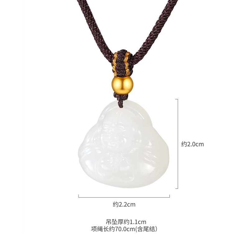 六福珠宝抱抱佛和田玉吊坠黄金金珠项链女日常玉佛玉坠G31A0006DS
