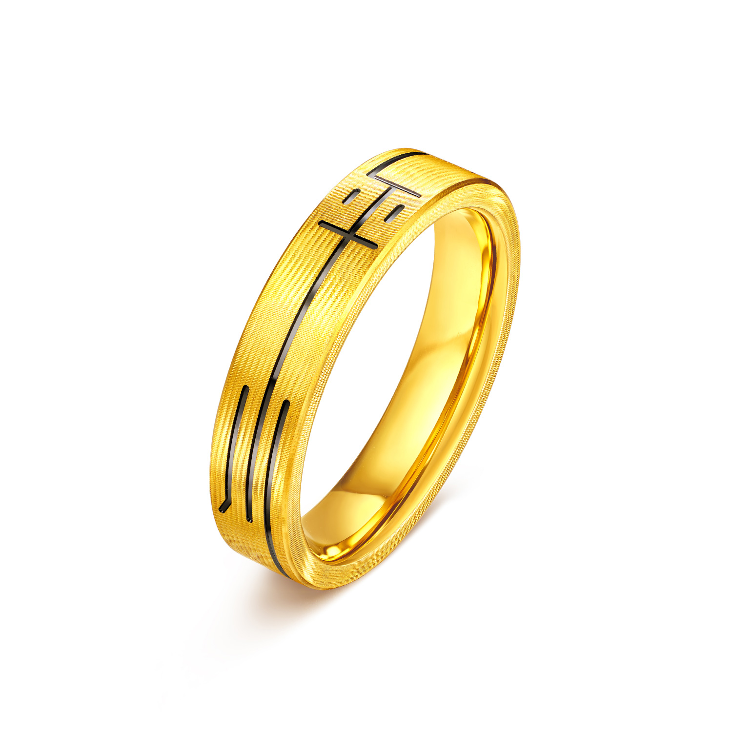 六福珠宝一马平川黄金戒指男女款电黑生肖马年情侣对戒HEA0003DS