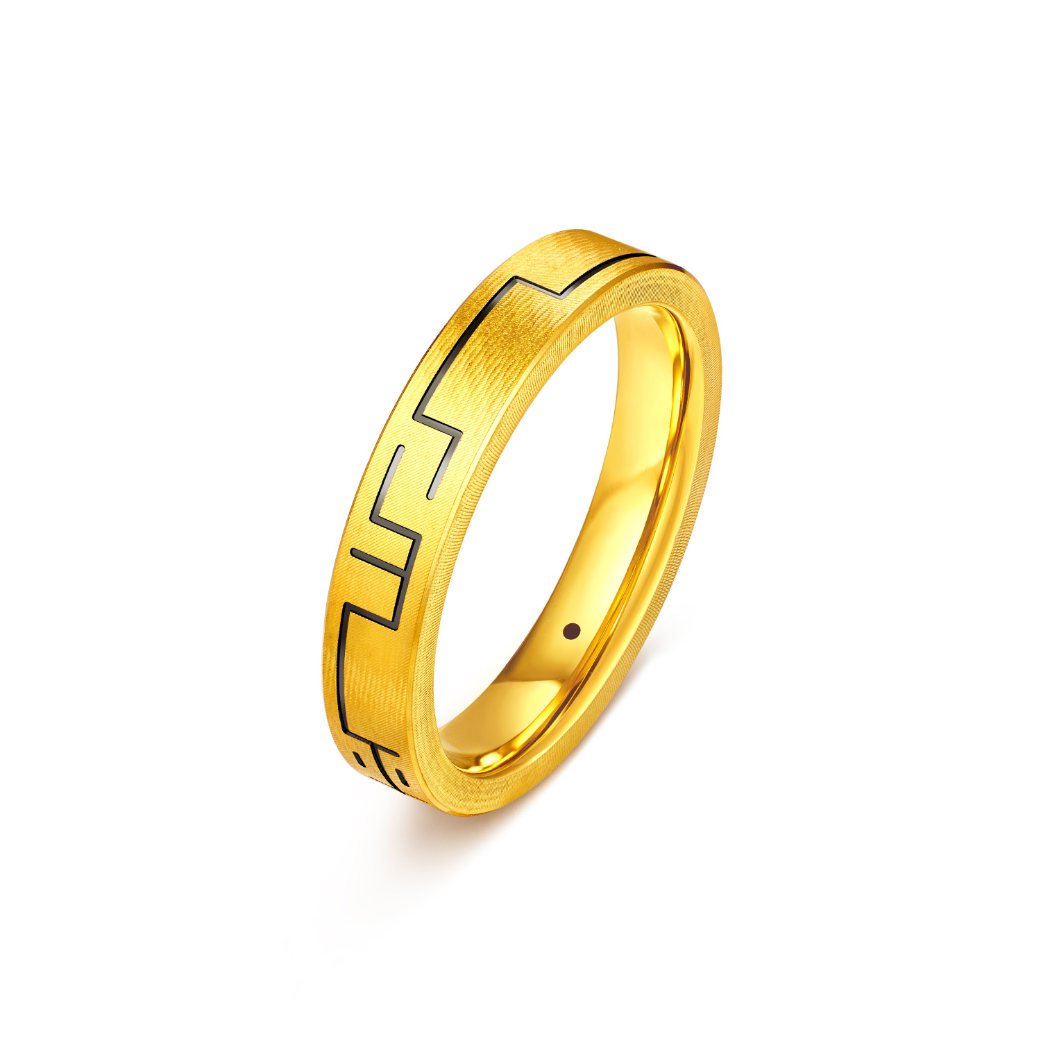 六福珠宝一马平川黄金戒指男女款电黑生肖马年情侣对戒HEA0003DS