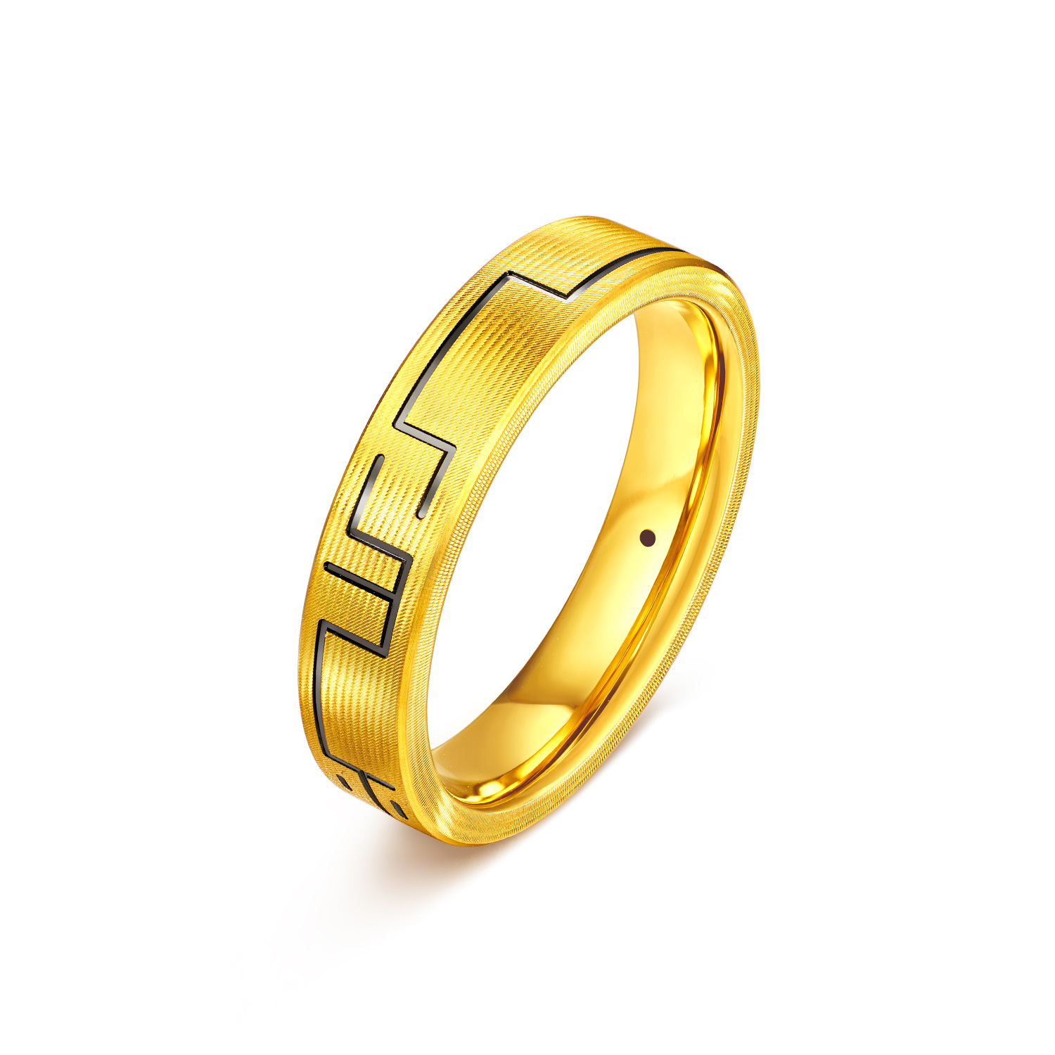 六福珠宝一马平川黄金戒指男女款电黑生肖马年情侣对戒HEA0003DS