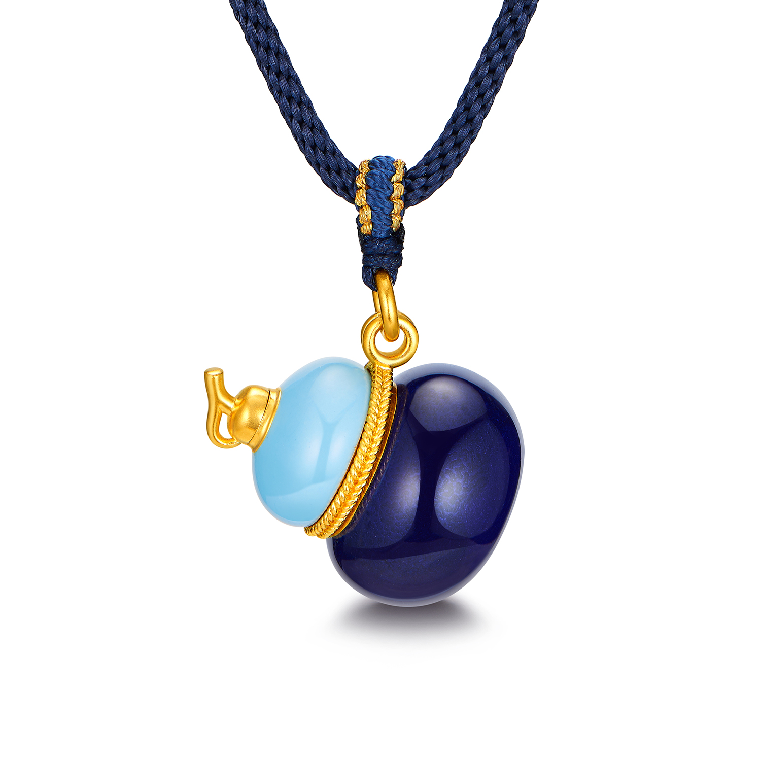 六福珠宝唐宫夜宴联名唐葫芦黄金吊坠女珐琅工艺挂坠计价033602PA