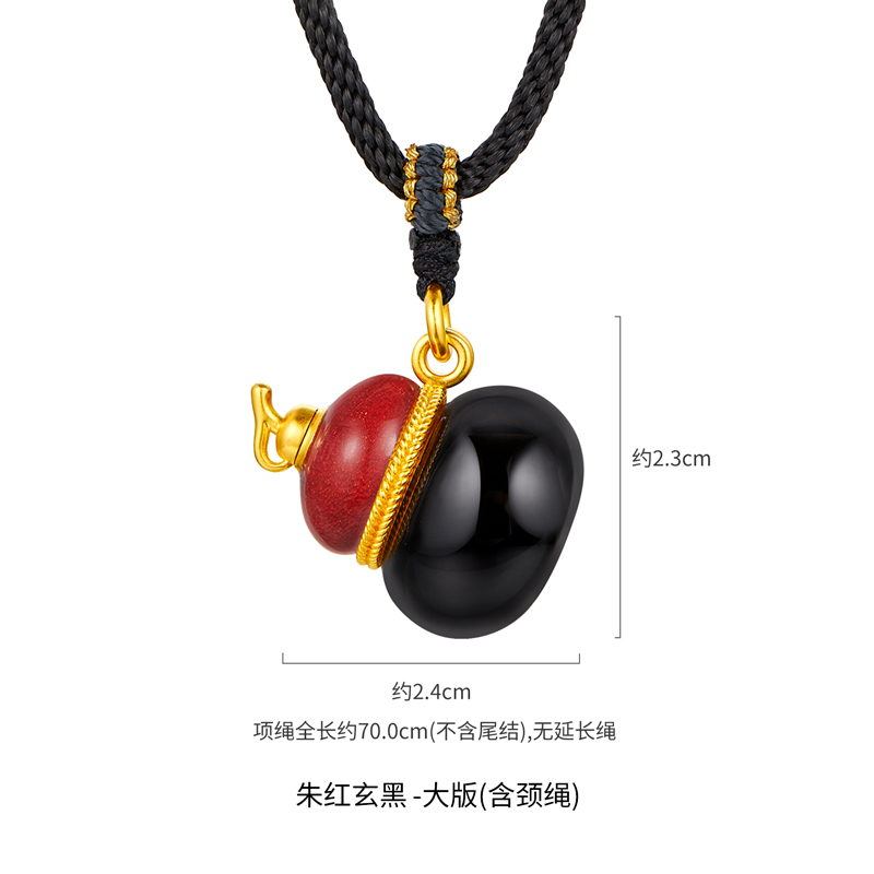 六福珠宝唐宫夜宴联名唐葫芦黄金吊坠女珐琅工艺挂坠计价033602PA