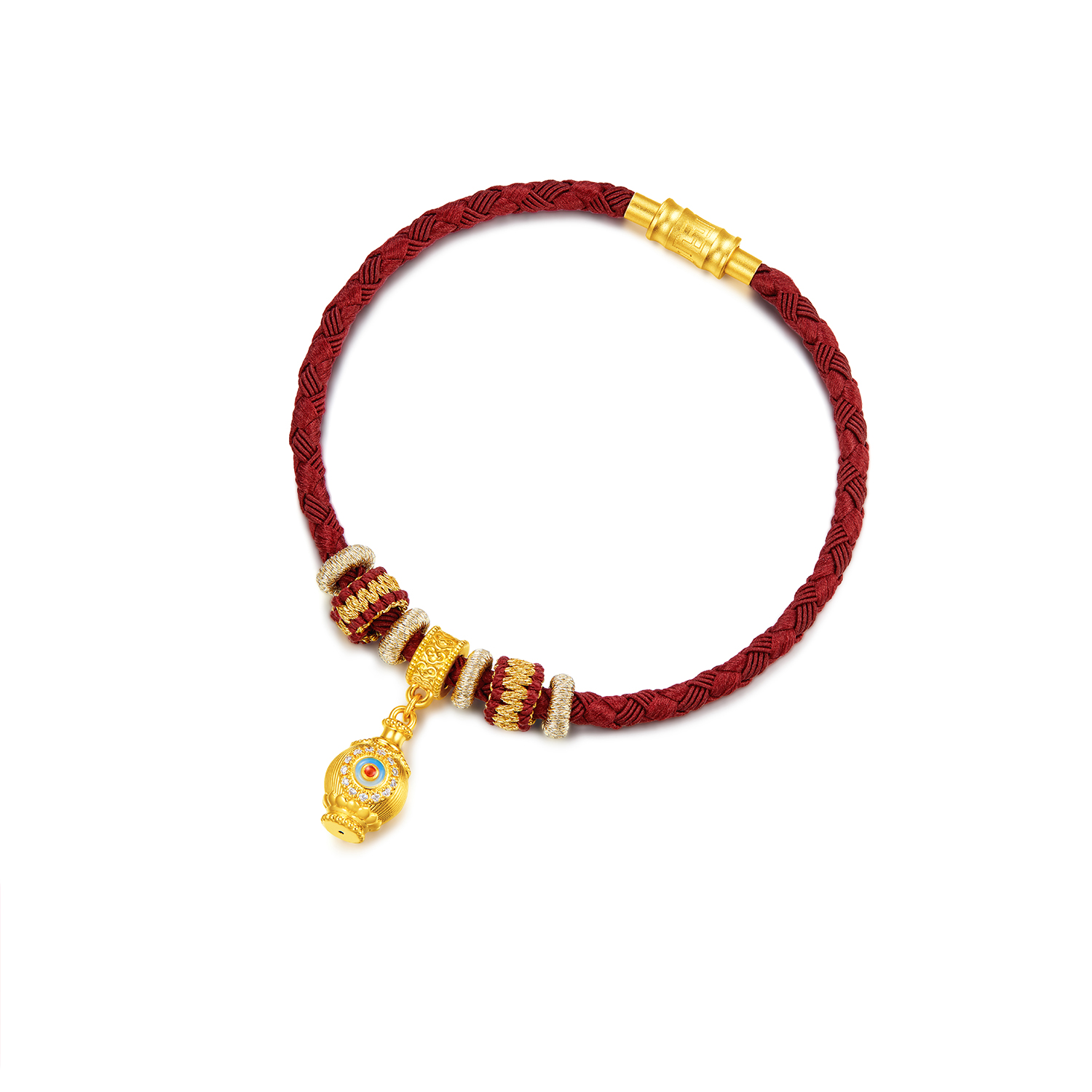 六福珠宝唐宫夜宴联名唐小珠黄金转运珠手链钻石DIY配件032419PA【1V1直播看货】