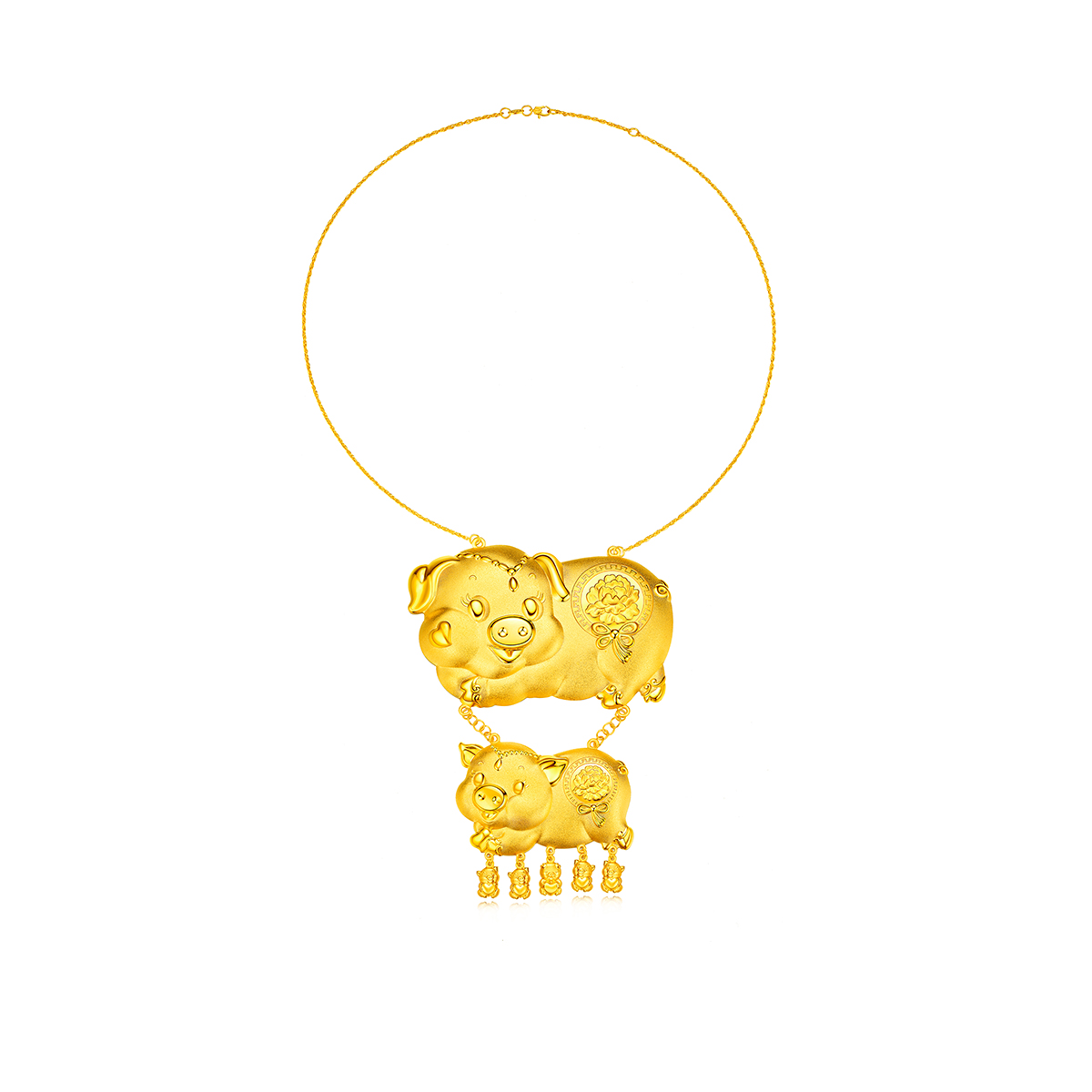 六福珠宝结婚猪牌黄金项链足金首饰配礼盒婚嫁礼计价A03G30233D2【联系客服补货】