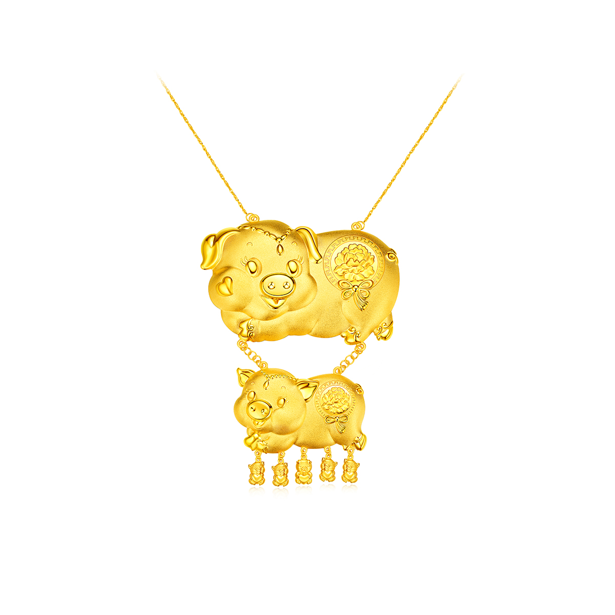 六福珠宝结婚猪牌黄金项链足金首饰配礼盒婚嫁礼计价A03G30233D2【联系客服补货】