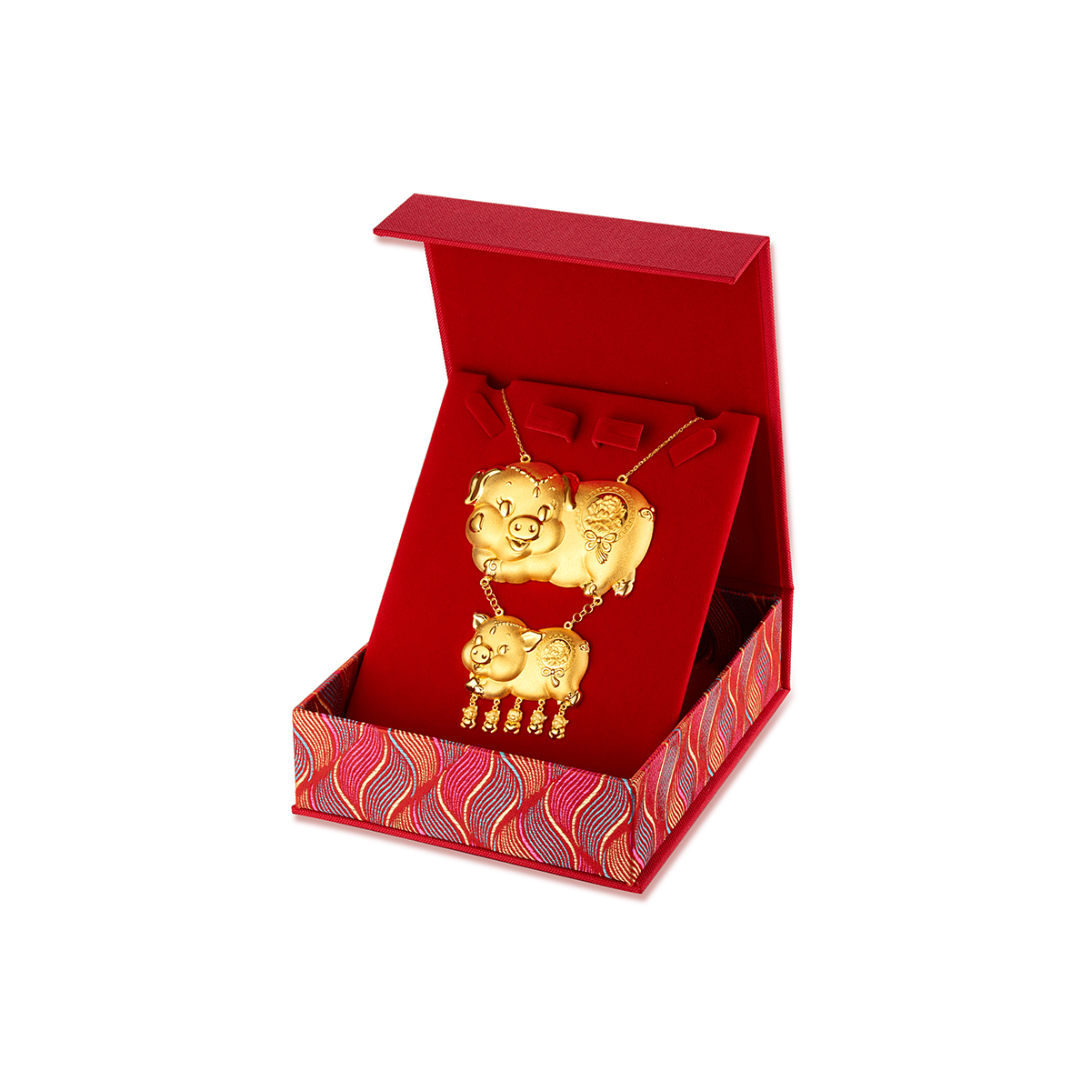 六福珠宝结婚猪牌黄金项链足金首饰配礼盒婚嫁礼计价A03G30233D2【联系客服补货】