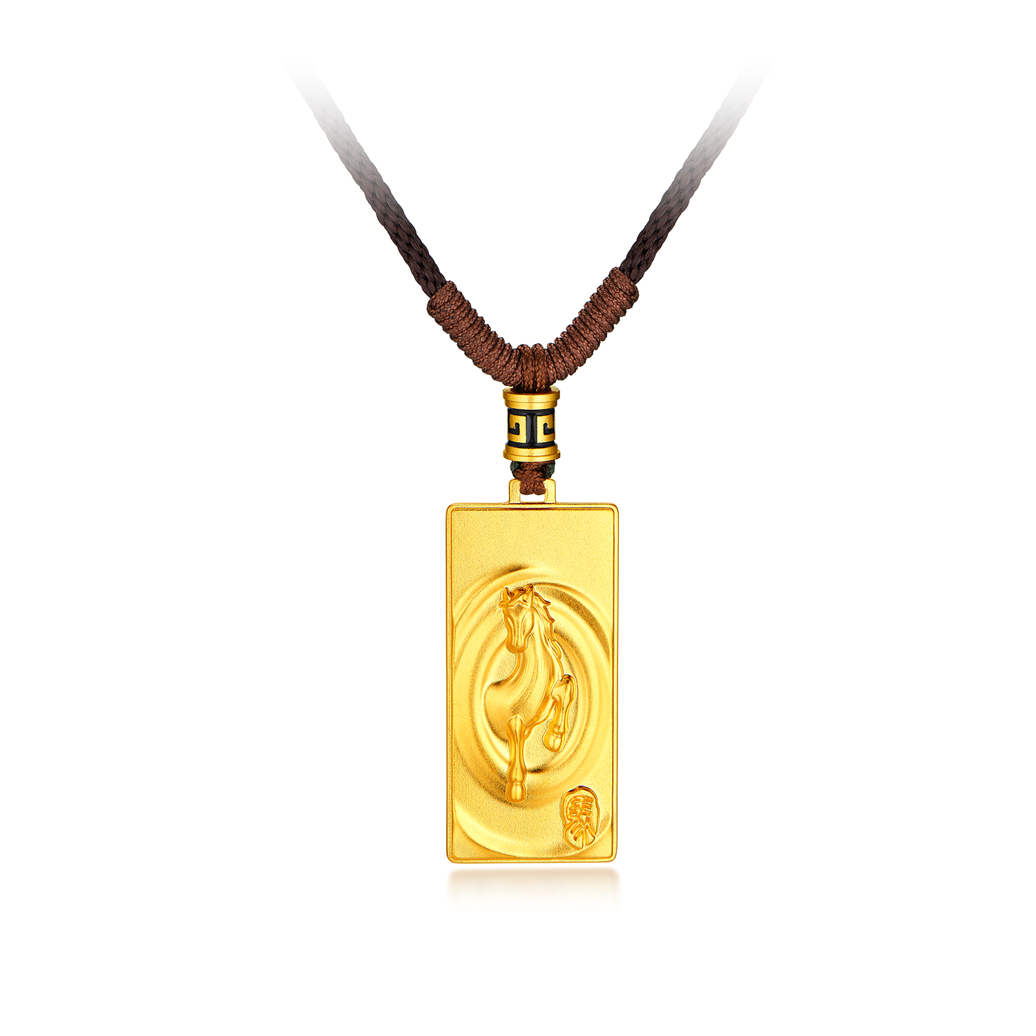 六福珠宝福满传家一马当先黄金项链吊坠男女生肖马计价ERG0012DS【1V1直播看货】