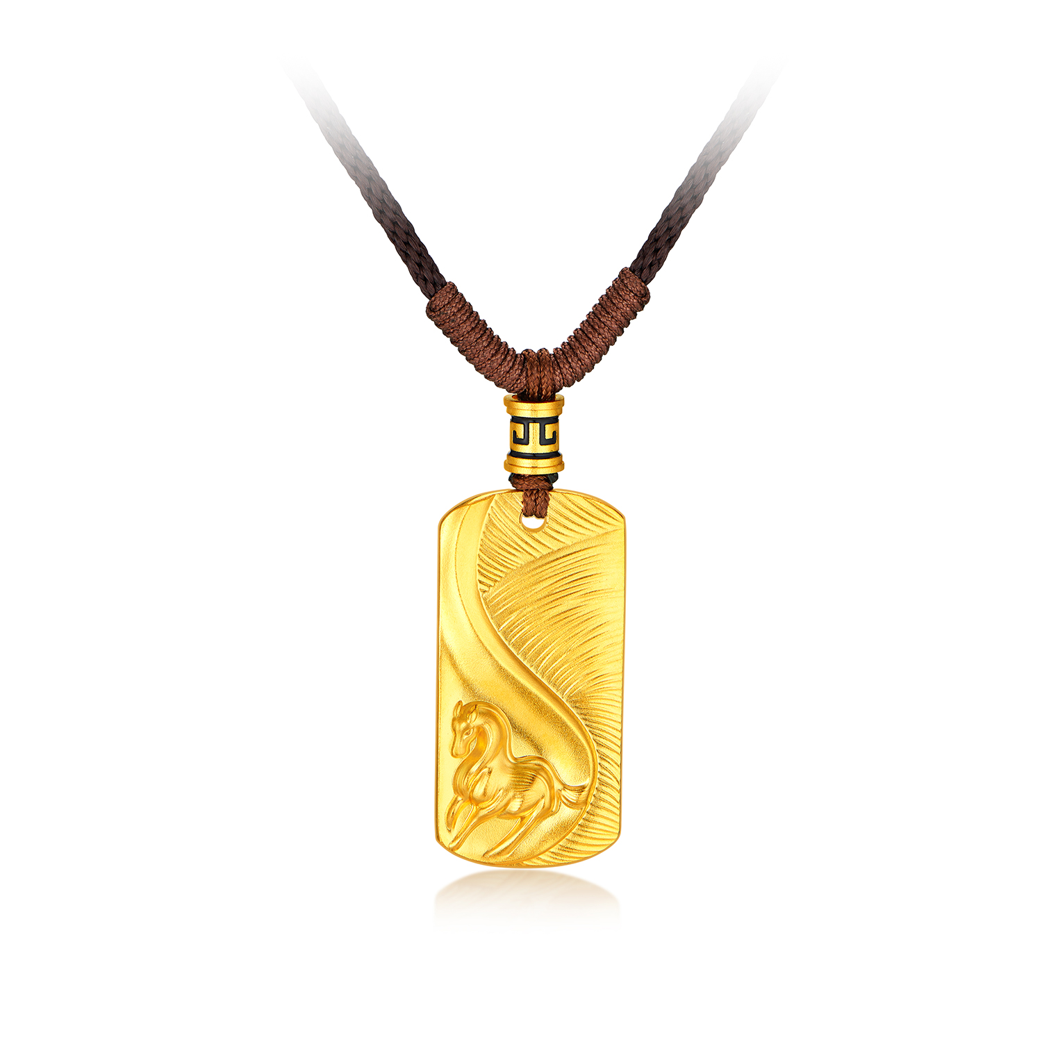 六福珠宝福满传家马跃名扬黄金项链吊坠男女生肖马计价ERG0010DS【1V1直播看货】