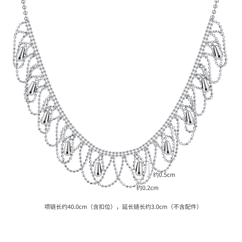 六福珠宝蕾丝曼舞铂金项链铂950女水滴白金锁骨颈链计价GJP0015DS【1V1直播看货】