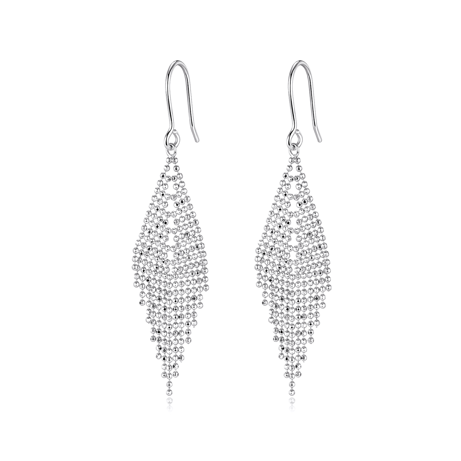 六福珠宝蕾丝菱格铂金耳环铂950女几何流苏白金耳坠计价GJP0013DS