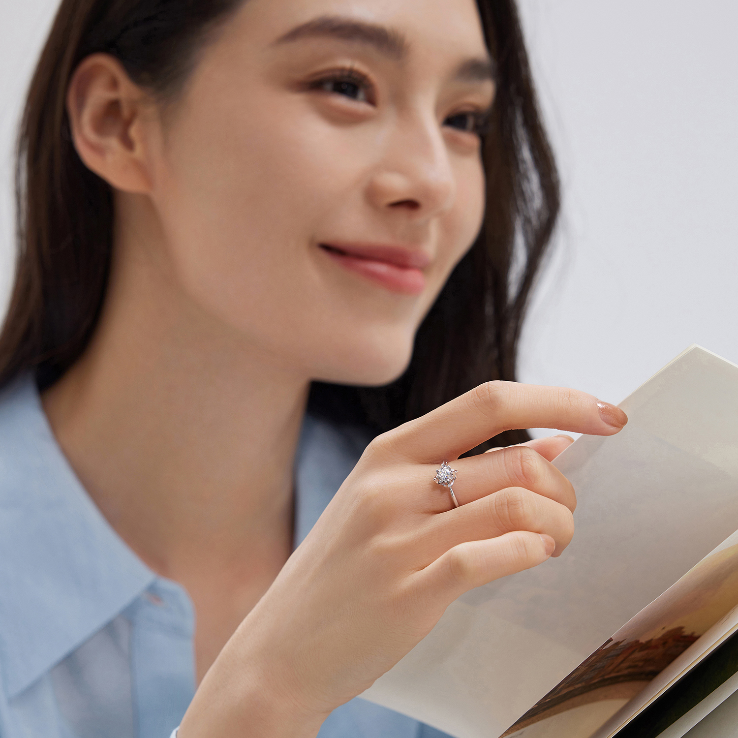 六福珠宝爱很美求婚钻戒花蕾18K金天然钻石戒指定价LB31427【联系客服补货】【视频看货】