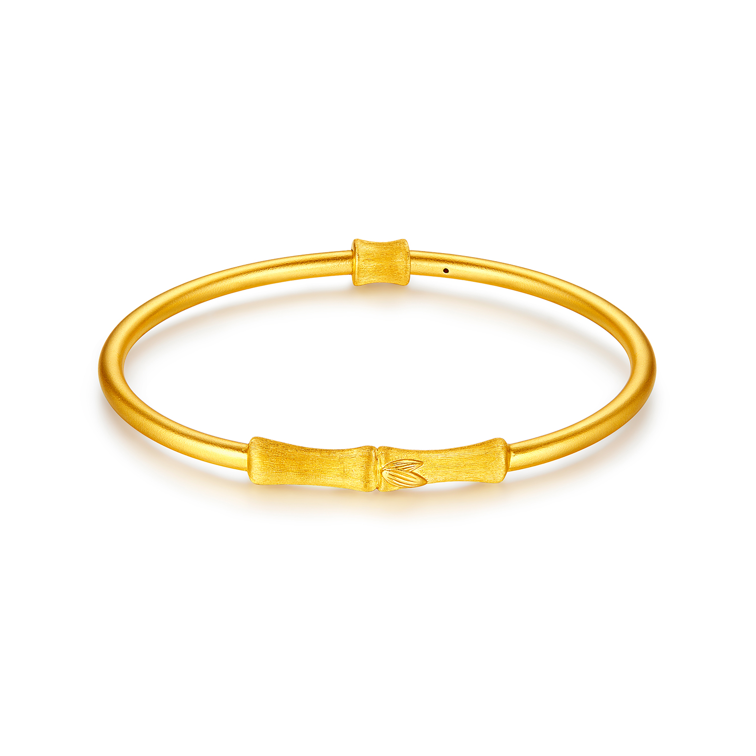 六福珠宝福满传家东方竹韵古法黄金手镯手工拉丝竹节计价033697aa【视频看货】