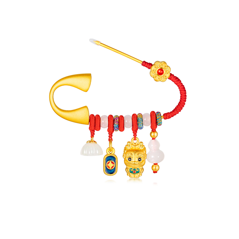 六福珠宝福满传家系列黄金胸针儿童款足金和田玉挂坠定价002550WA【联系客服补货】