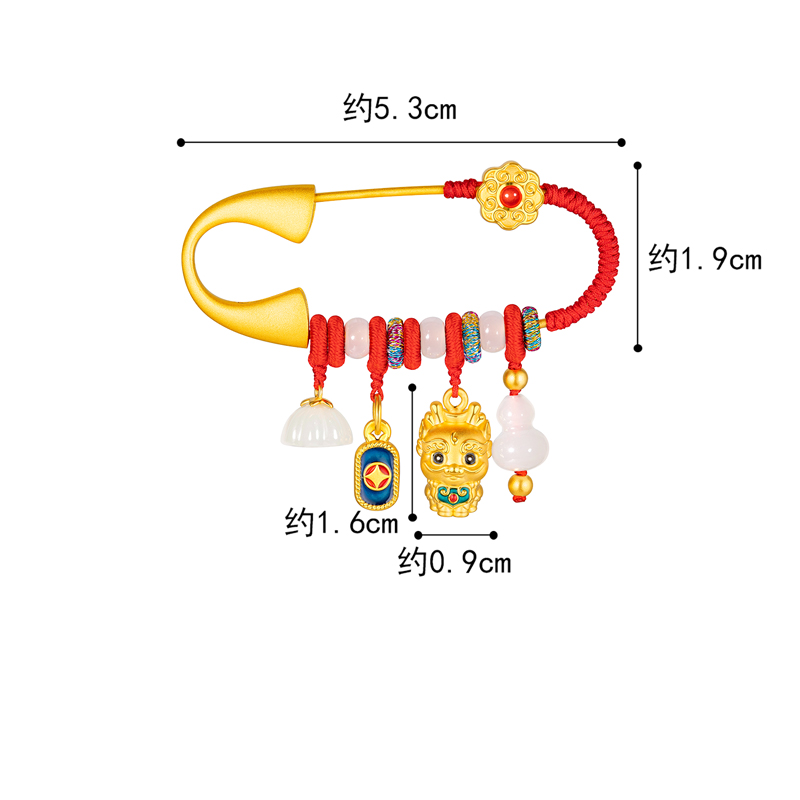 六福珠宝福满传家系列黄金胸针儿童款足金和田玉挂坠定价002550WA【联系客服补货】