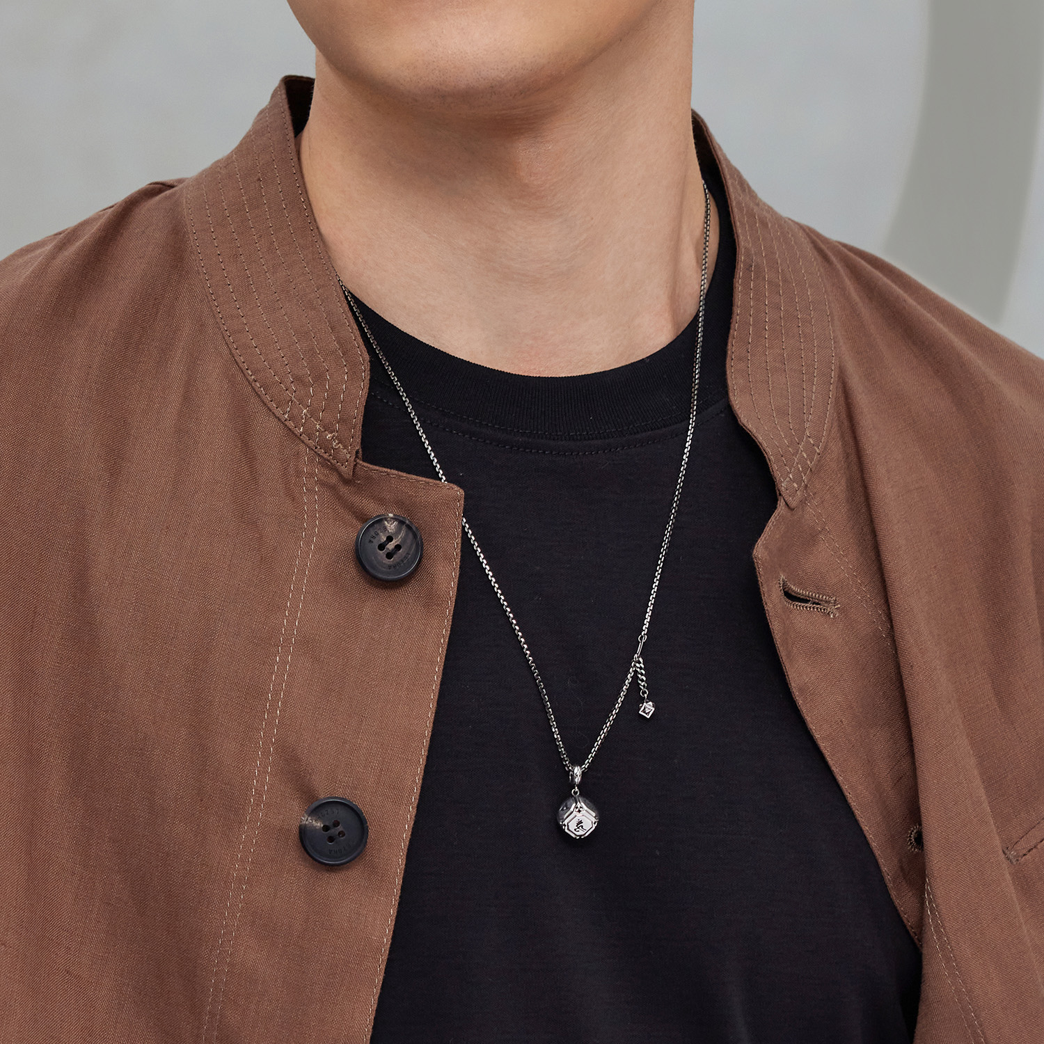 六福珠宝六字真言铂金项链铂950男女立体魔方电黑计价G07P0011DS