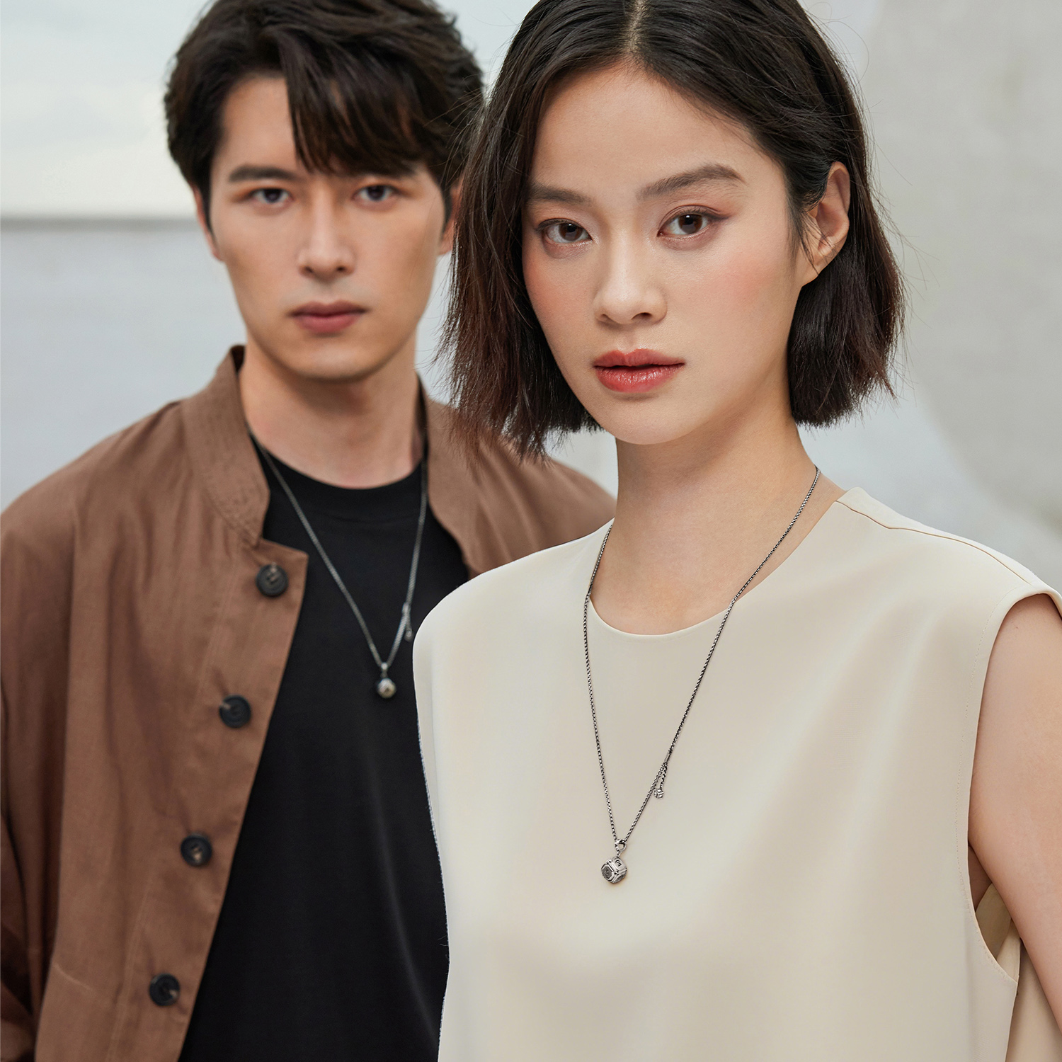 六福珠宝六字真言铂金项链铂950男女立体魔方电黑计价G07P0011DS