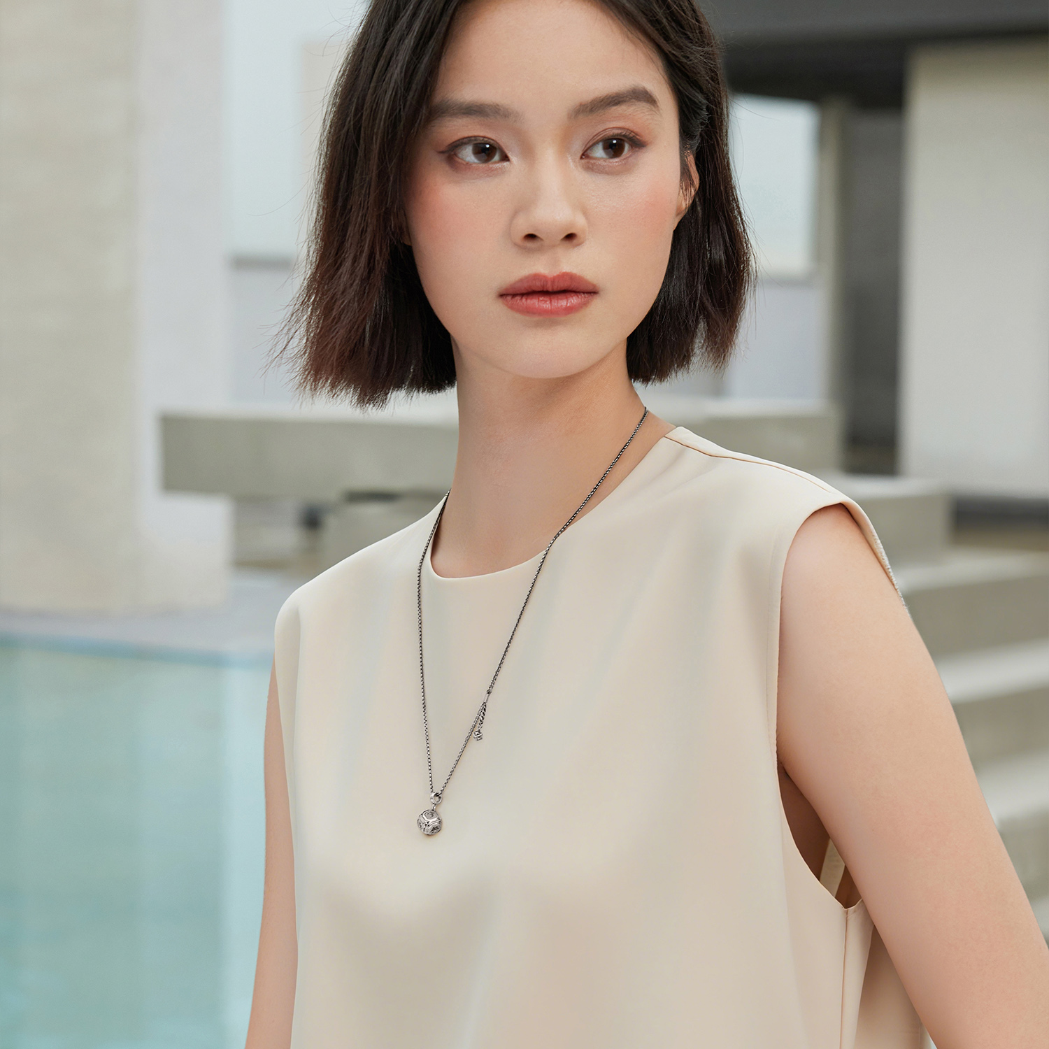 六福珠宝六字真言铂金项链铂950男女立体魔方电黑计价G07P0011DS