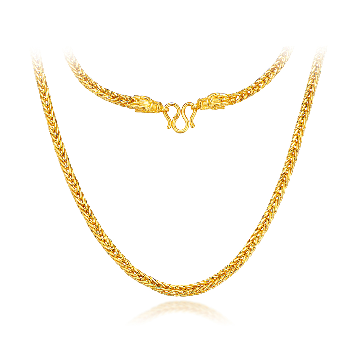 六福珠宝生肖龙头肖邦素链黄金项链男士足金链子计价B01TBGN0032