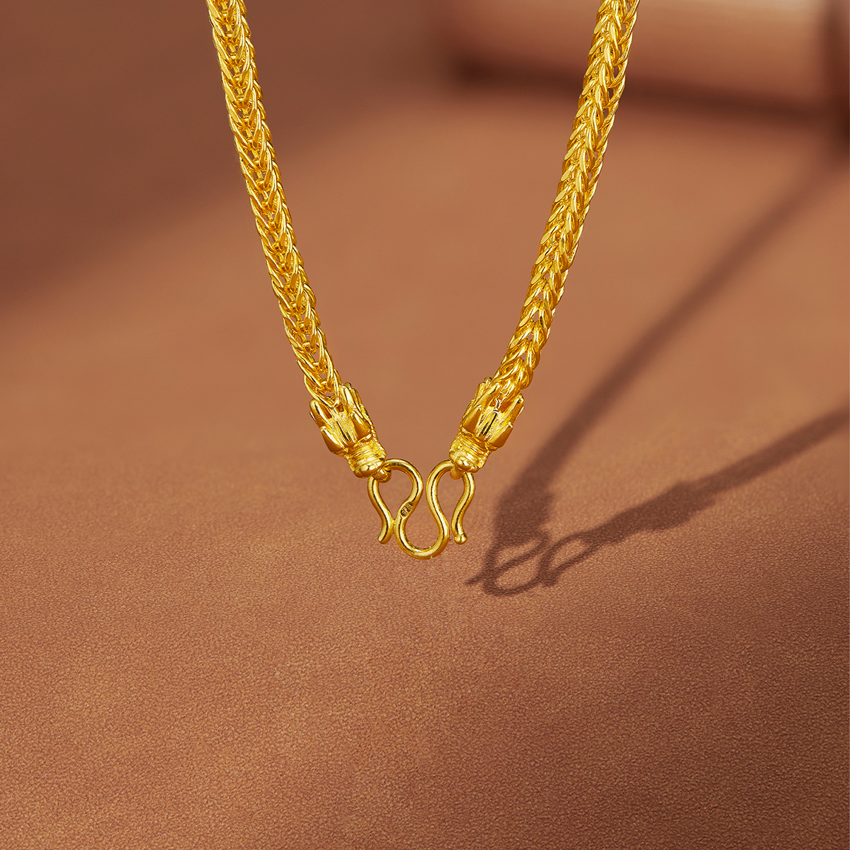 六福珠宝生肖龙头肖邦素链黄金项链男士足金链子计价B01TBGN0032