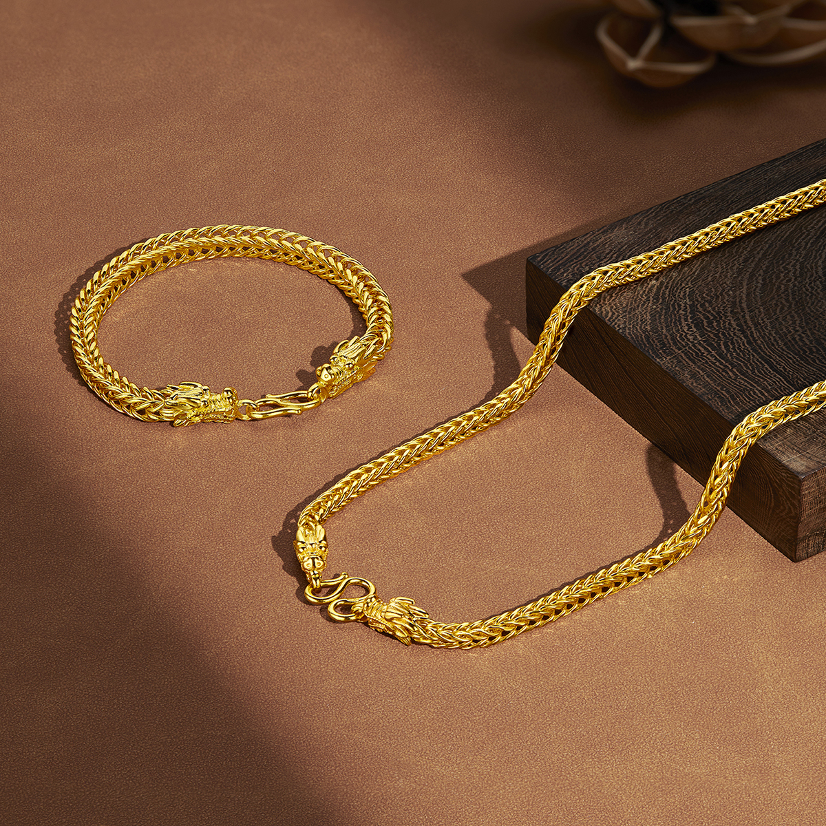 六福珠宝生肖龙头肖邦素链黄金项链男士足金链子计价B01TBGN0032