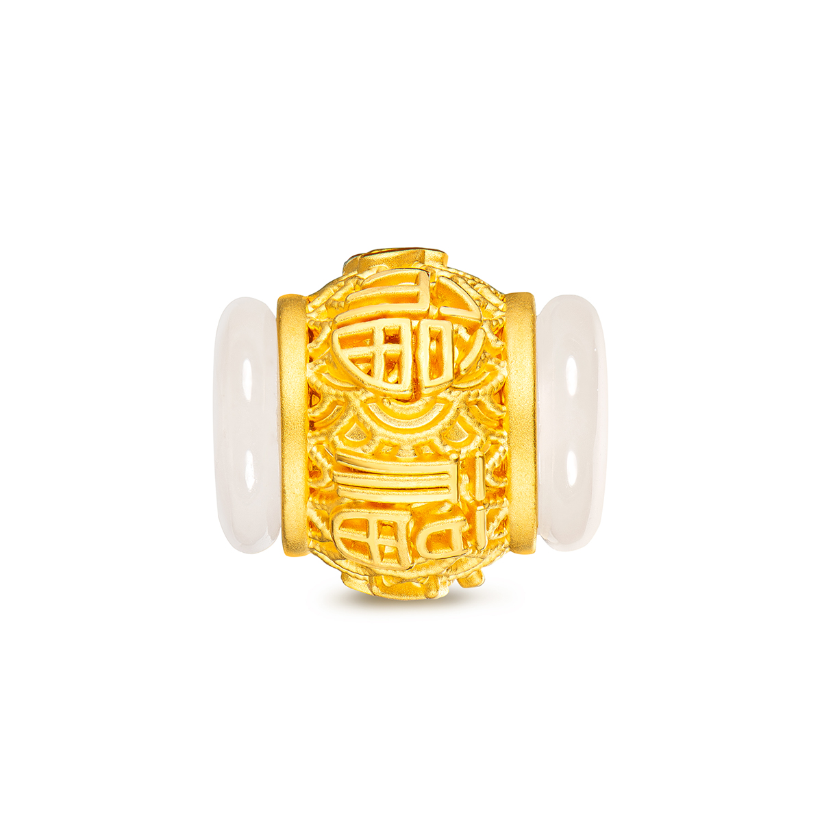 六福珠宝福字黄金转运珠女金镶和田玉路路通串珠定价A01A1TBP0049