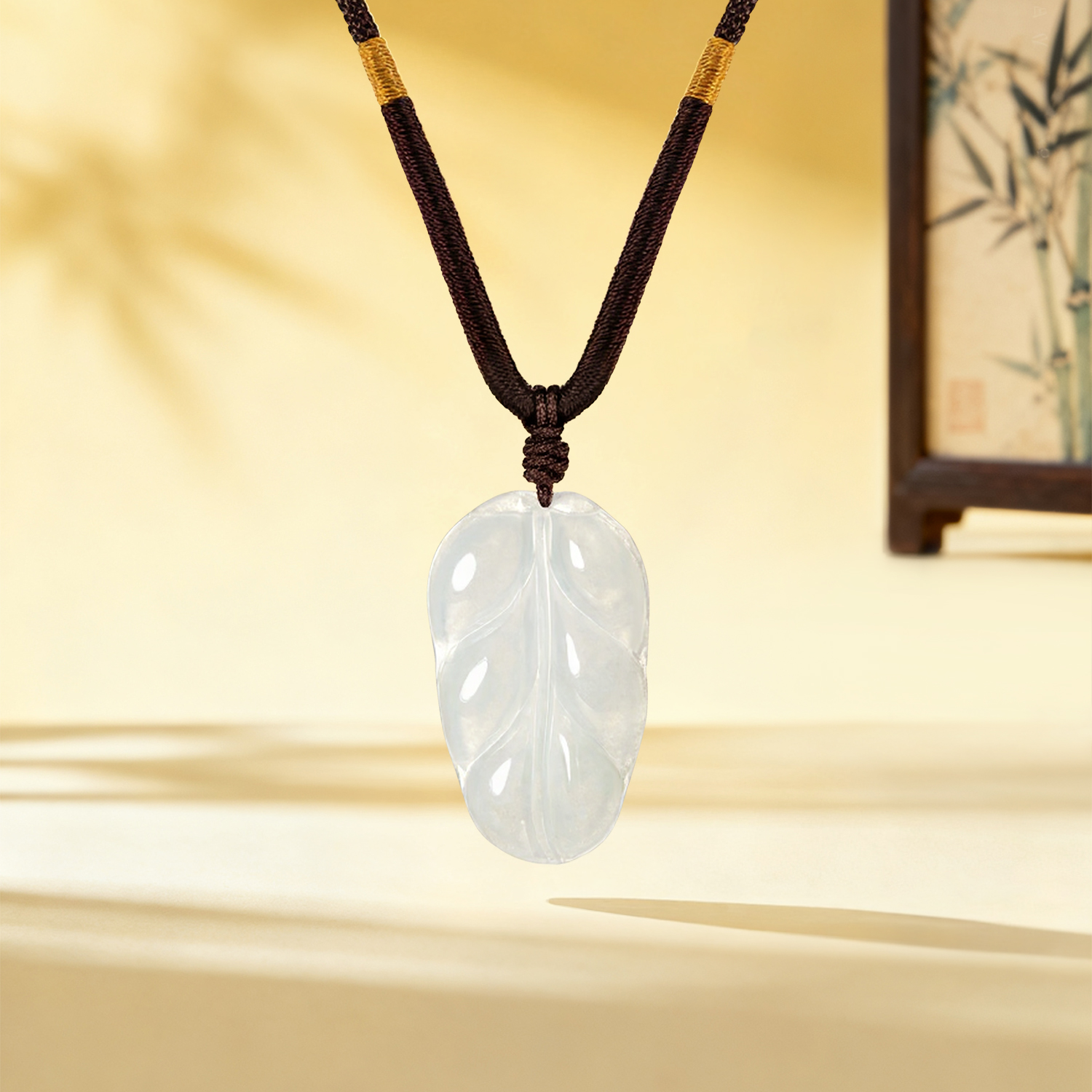 六福珠宝豆种翡翠吊坠玉挂件首饰正品配颈绳送礼定价YYP0001【联系客服补货】