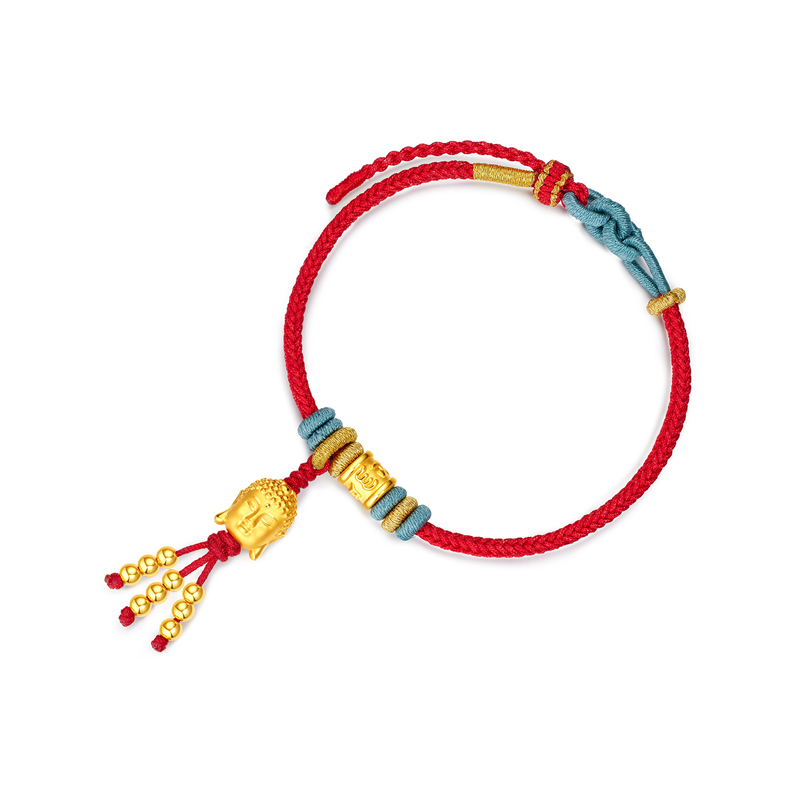 六福珠宝六字真言黄金转运珠足金佛造型串珠手绳定价A03TBA1B0035【联系客服补货】