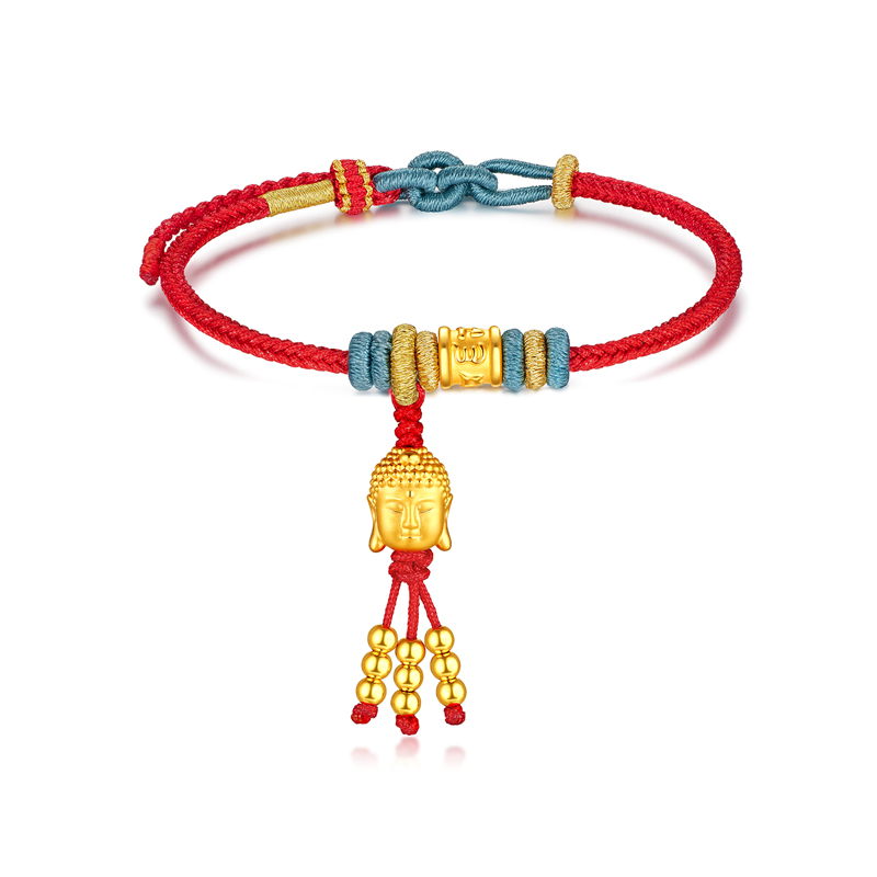 六福珠宝六字真言黄金转运珠足金佛造型串珠手绳定价A03TBA1B0035【联系客服补货】