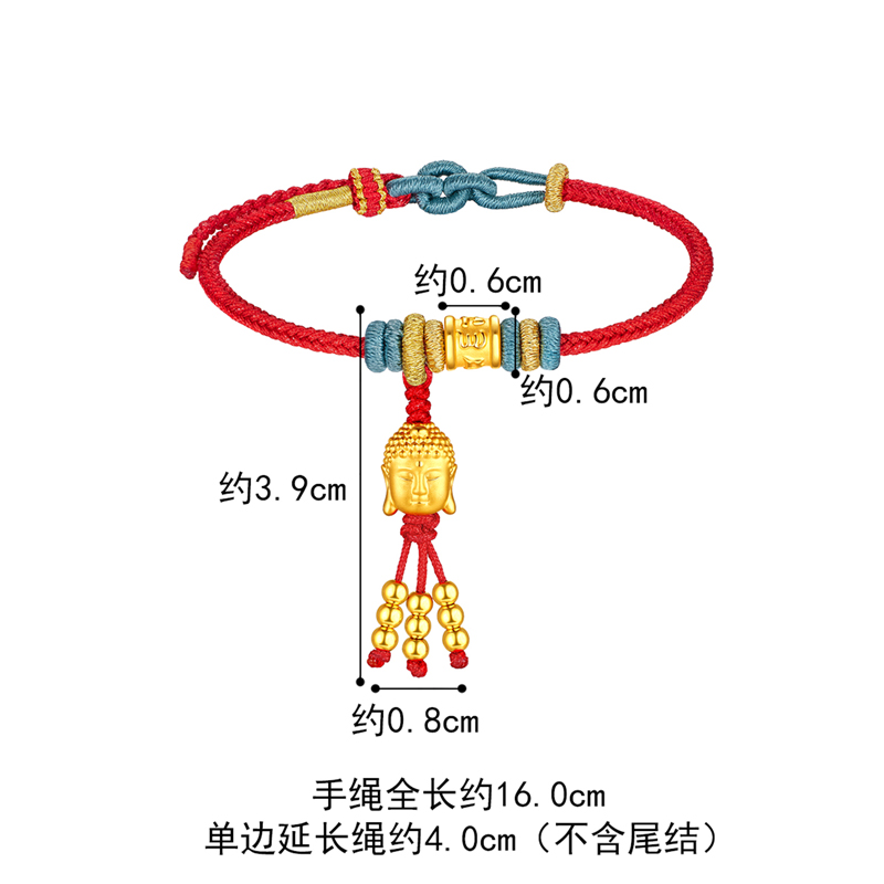 六福珠宝六字真言黄金转运珠足金佛造型串珠手绳定价A03TBA1B0035【联系客服补货】