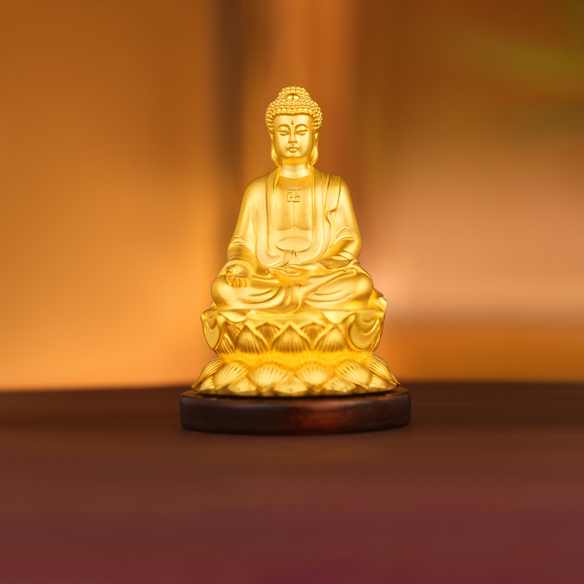 六福珠宝如来佛实体黄金摆件收藏金佛装饰工艺品配礼盒定价DH0262【联系客服补货】