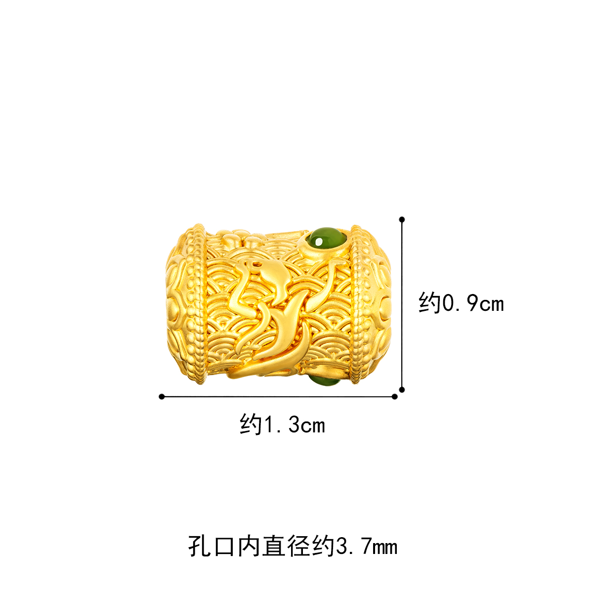 六福珠宝黄金转运珠镶和田玉足金串珠路路通女款定价L28TBA1P0014【联系客服补货】