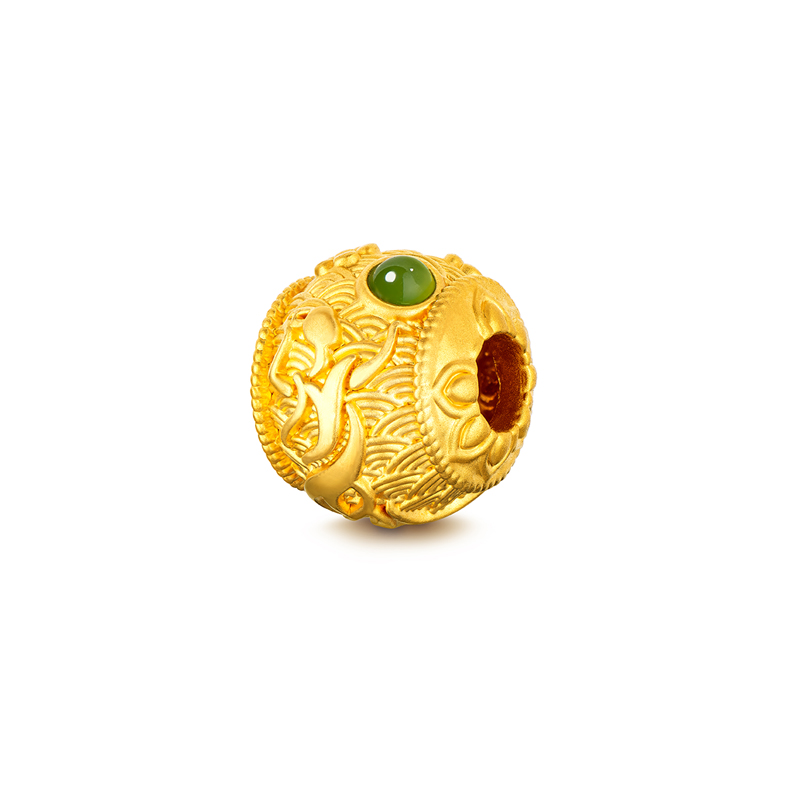 六福珠宝黄金转运珠镶和田玉足金串珠路路通女款定价L28TBA1P0014【联系客服补货】