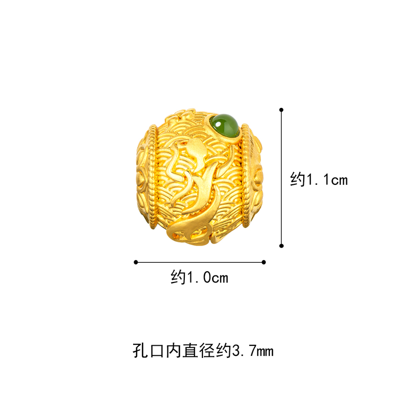 六福珠宝黄金转运珠镶和田玉足金串珠路路通女款定价L28TBA1P0014【联系客服补货】