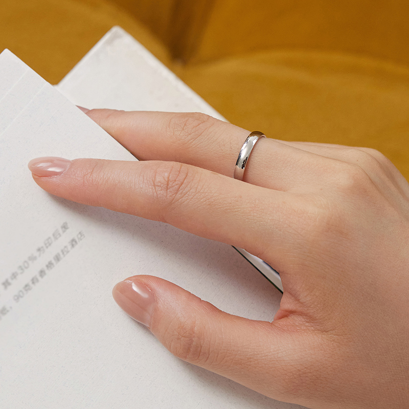 六福珠宝泥鳅背铂金戒指铂950男女款白金情侣对戒计价L04P0001DS