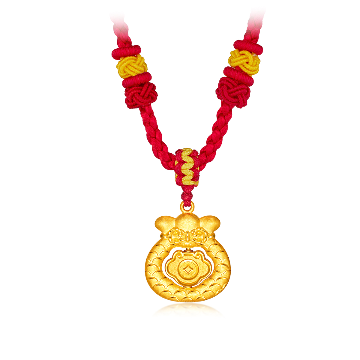 六福珠宝生肖龙鳞福袋黄金项链吊坠宝宝儿童足金计价L07TBGP0050【联系客服补货】