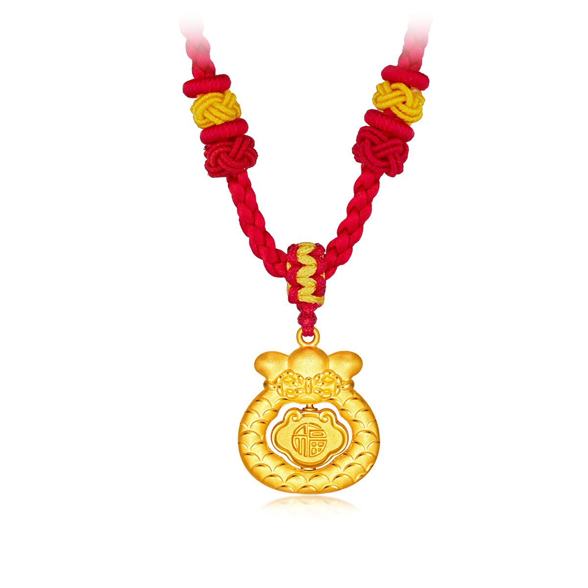 六福珠宝生肖龙鳞福袋黄金项链吊坠宝宝儿童足金计价L07TBGP0050【联系客服补货】