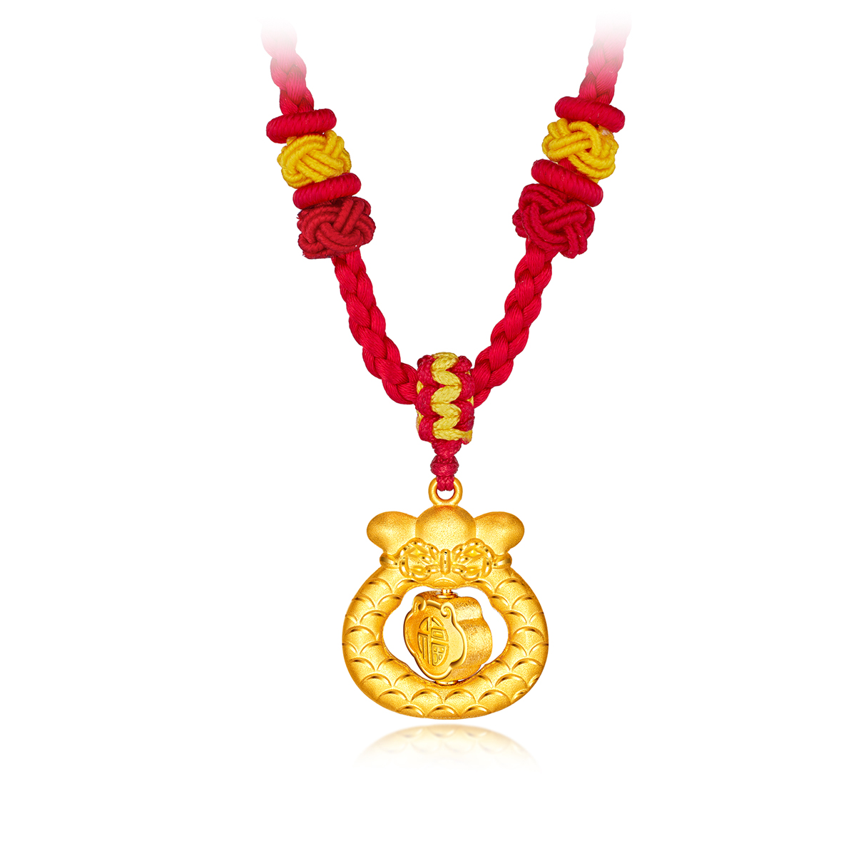 六福珠宝生肖龙鳞福袋黄金项链吊坠宝宝儿童足金计价L07TBGP0050【联系客服补货】