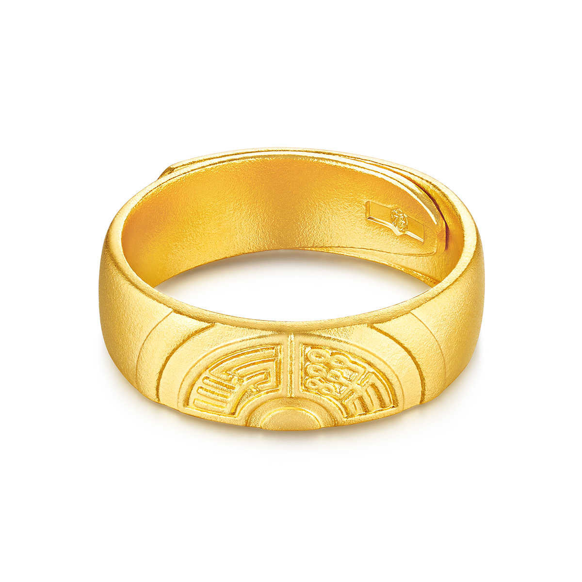 六福珠宝福满传家同心永随黄金戒指男戒足金情侣对戒计价013376MA【联系客服补货】【视频看货】