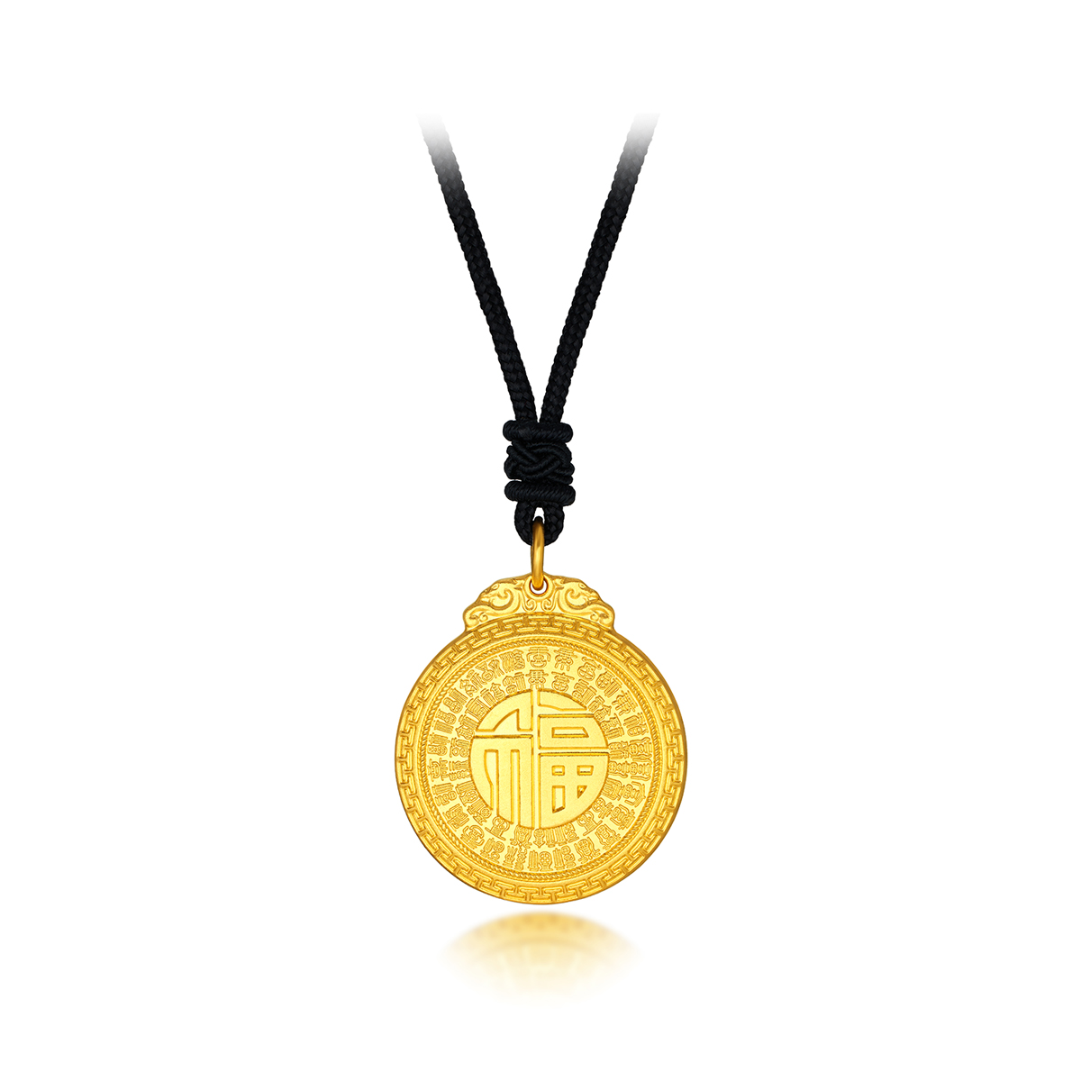 六福珠宝福满传家百福龙牌黄金吊坠男款足金挂坠计价L02TBGP0014【联系客服补货】【视频看货】