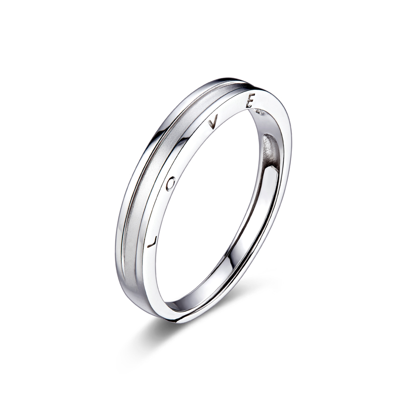 六福珠宝恒爱铂金戒指铂950男士实心白金情侣对戒计价G07TBPR0015