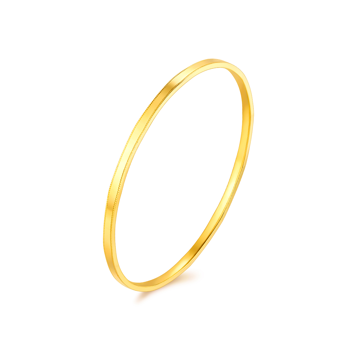 六福珠宝简意黄金手镯女款光金圆镯素圈足金镯子计价G16TBGB0003【联系客服补货】