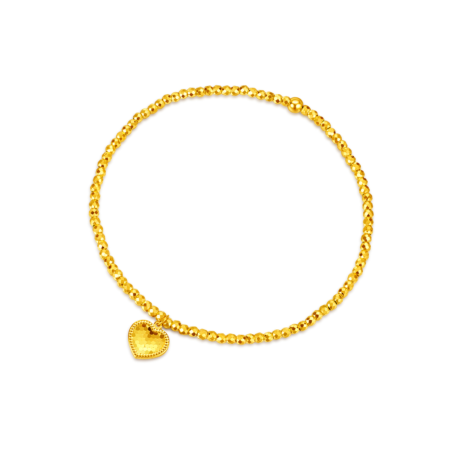 六福珠宝童心蝴蝶黄金手链女四叶草足金蹦迪珠手串计价GJG0163DS