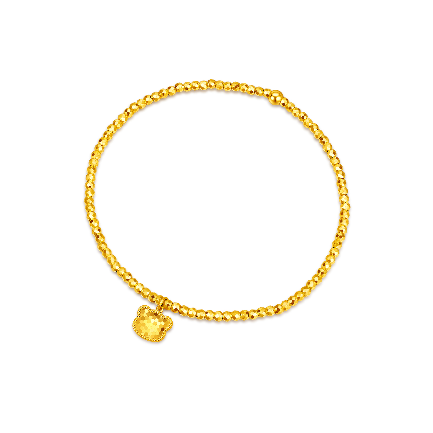 六福珠宝童心蝴蝶黄金手链女四叶草足金蹦迪珠手串计价GJG0163DS