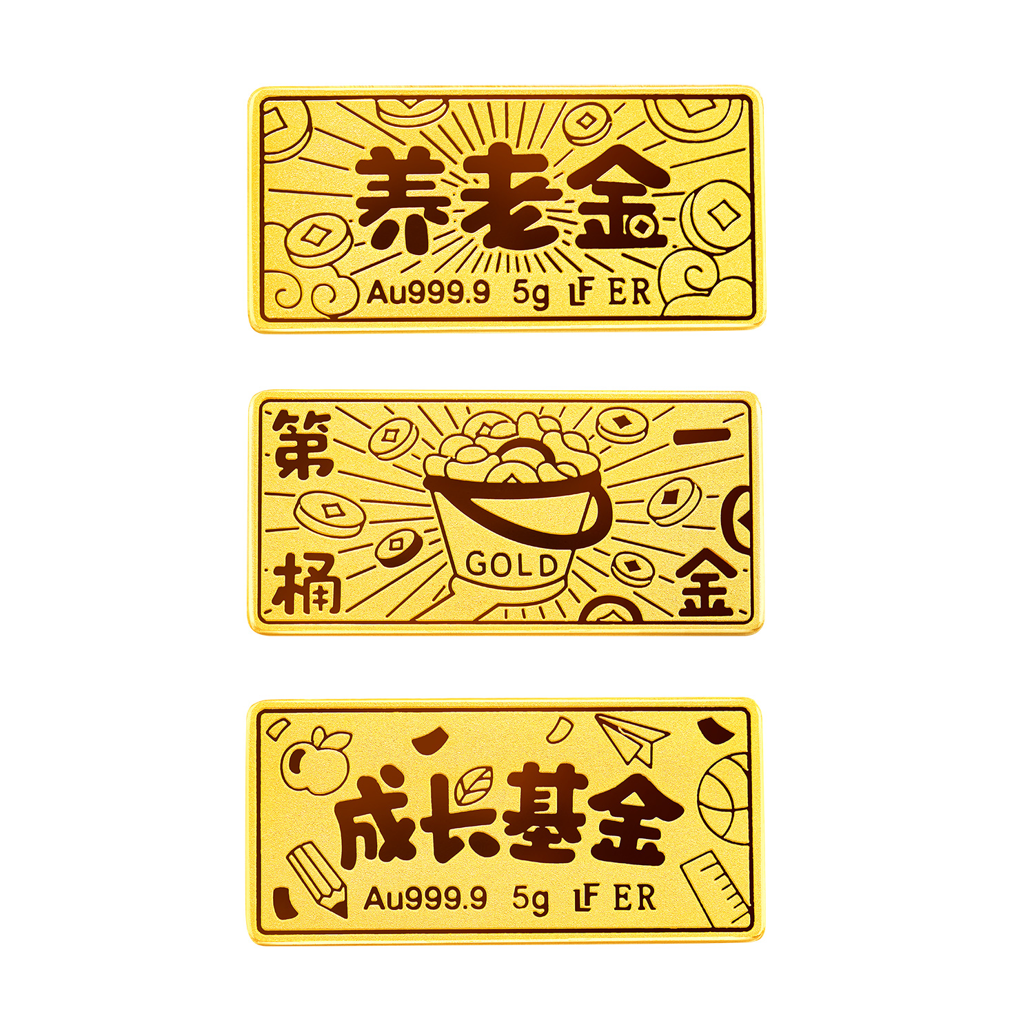 六福珠宝全力以富黄金足金1g5g纪念投资金条摆件计价ERG0001DS生日